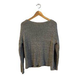 New Scotland Open Knit Sweater Size Large Metallic Linen Blend Open Knit